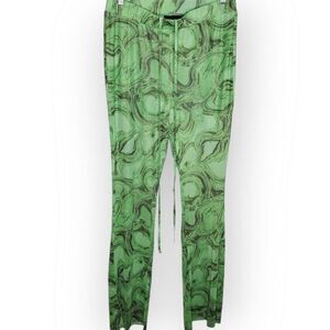 No Vacancy Dolls Kill Women's Psychedelics Mesh Flare Pants Green size Large